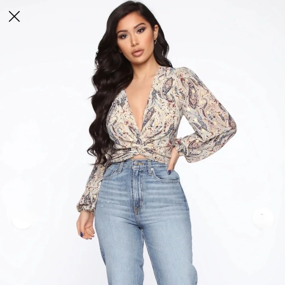 Fashion Nova Gold Flecks in Your Edges Crop Top, Paisley, XLarge, NWT - Picture 2 of 16